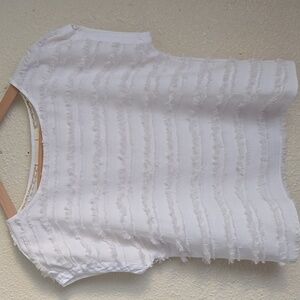 Anthropologie Maeve Barton Ivory Textured Fringe Top Sz. 8